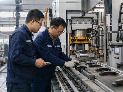 Engineer operating production equipment control station