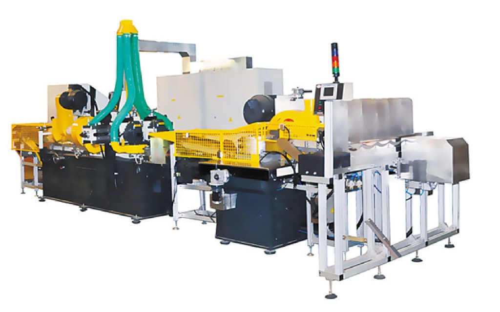 Drum plate automatic processing line with multi-station industrial equipment.