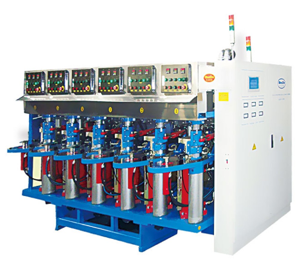 JF640(80T×6) top die six station hot press with six workstations.