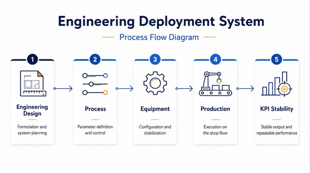 Engineering Deployment System: Engineering Design, Process, Equipment, Production, KPI Stability
